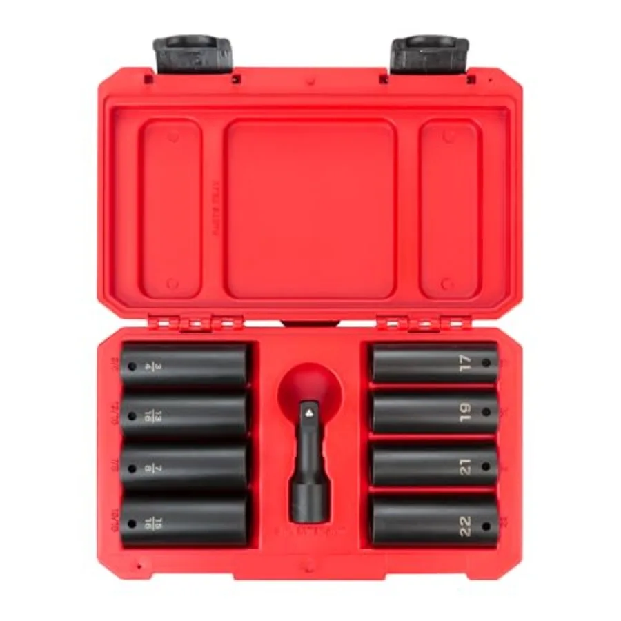 1/2 Inch Drive Deep Impact Lug Nut Socket Set with Case, 9-Piece 3/4-15/16 in., 17-22 mm SID92415
1/2 Inch Drive Deep Impact Lug Nut Socket Set with Case, 9-Piece 3/4-15/16 in., 17-22 mm SID92415