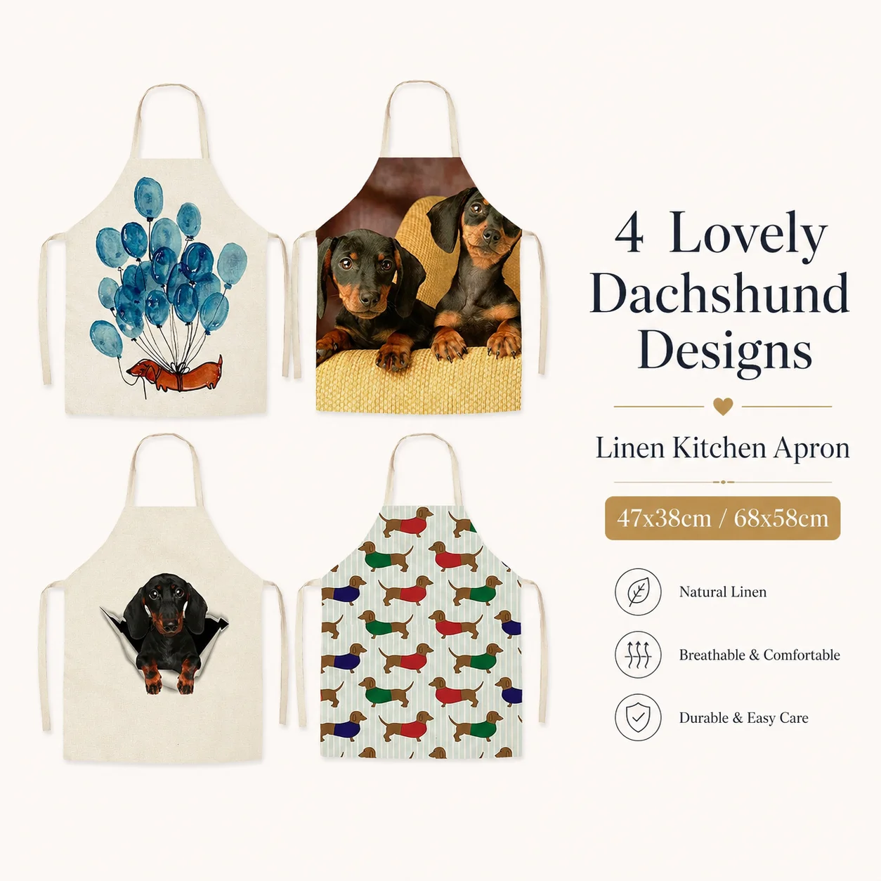 Dachshund Dog 2D Flat Printed Linen Sleeveless Apron Wiener Puppy Kitchen Cooking Baking BBQ Bib Pet Lover Gift Men Women
Dachshund Dog 2D Flat Printed Linen Sleeveless Apron Wiener Puppy Kitchen Cooking Baking BBQ Bib Pet Lover Gift Men Women