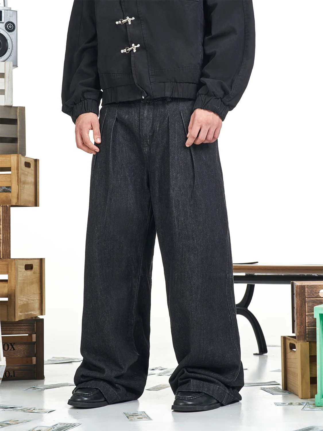 MT99 High Street Wide Leg Jeans Casual Bla Wrinkle Design Slimming Effect for Men And Women Faionable Urban Sle
MT99 High Street Wide Leg Jeans Casual Bla Wrinkle Design Slimming Effect for Men And Women Faionable Urban Sle