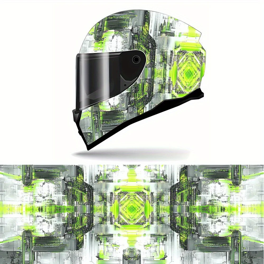 Symmetrical Design, Geometric Shapes, Neon Green Accents,Helmet Vinyl Wrap, Waterproof Removable Decals for Motorcycle Bike Helm
Symmetrical Design, Geometric Shapes, Neon Green Accents,Helmet Vinyl Wrap, Waterproof Removable Decals for Motorcycle Bike Helm