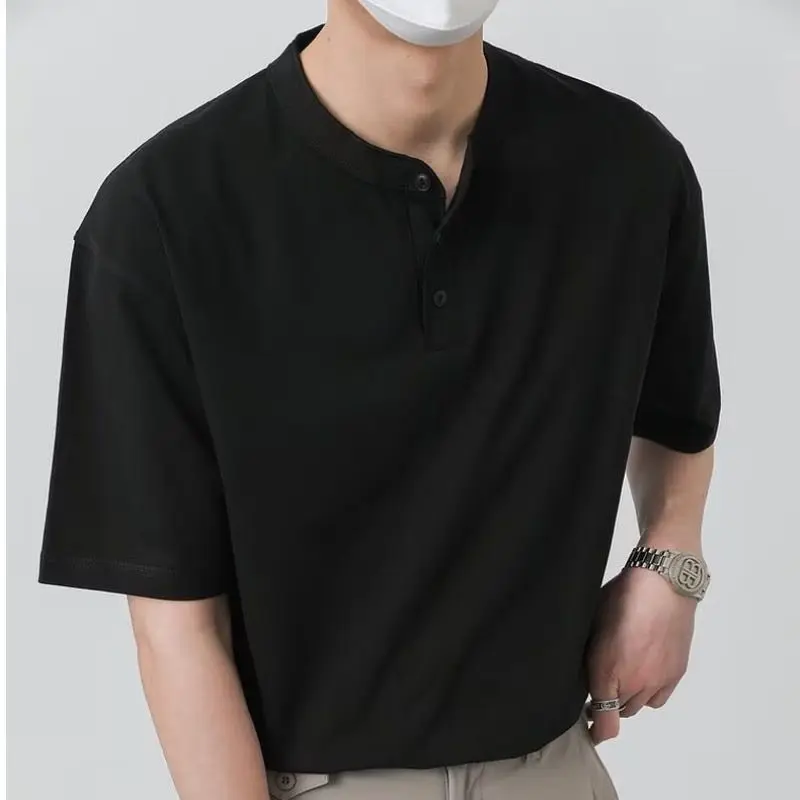Summer Men Clothing Buttons Stand-up Collar Polo T Shirt for Men Short Sleeve Korean Casual Solid Color Trendy Simple T-shirt
Summer Men Clothing Buttons Stand-up Collar Polo T Shirt for Men Short Sleeve Korean Casual Solid Color Trendy Simple T-shirt