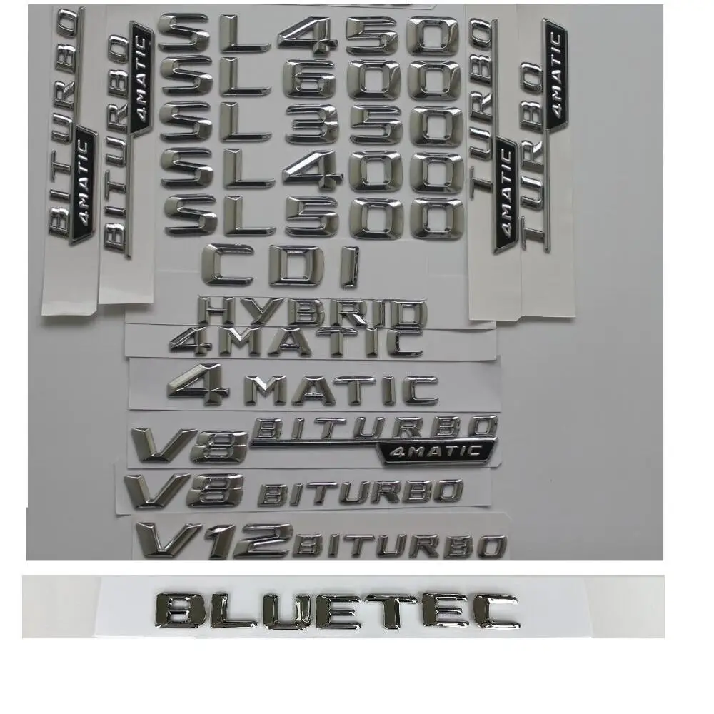 3D Chrome Letters For Mercedes Benz SL180 SL200 SL250 SL280 SL300 SL320 SL350 SL400 SL450 SL500 SL550 SL600 CDI BLUETEC Emblems
3D Chrome Letters For Mercedes Benz SL180 SL200 SL250 SL280 SL300 SL320 SL350 SL400 SL450 SL500 SL550 SL600 CDI BLUETEC Emblems
