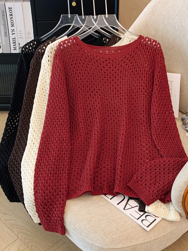 Faionable Large Size Knitted Hollow out T-irt Women's Sle Casual Loose Fit Long Sve round Ne Basic Color
Faionable Large Size Knitted Hollow out T-irt Women's Sle Casual Loose Fit Long Sve round Ne Basic Color
