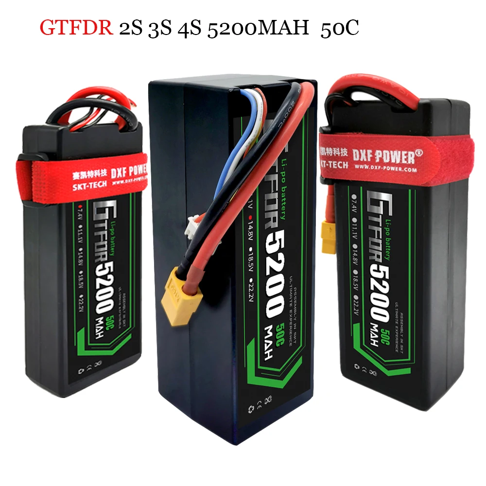 GTFDR 2S 3S 4S Lipo Battery 14.8V 11.1V 7.4V 5200mAh Battery Racing Series HardCase for RC Car Truck Evader BX Truggy 1/10 Buggy
GTFDR 2S 3S 4S Lipo Battery 14.8V 11.1V 7.4V 5200mAh Battery Racing Series HardCase for RC Car Truck Evader BX Truggy 1/10 Buggy