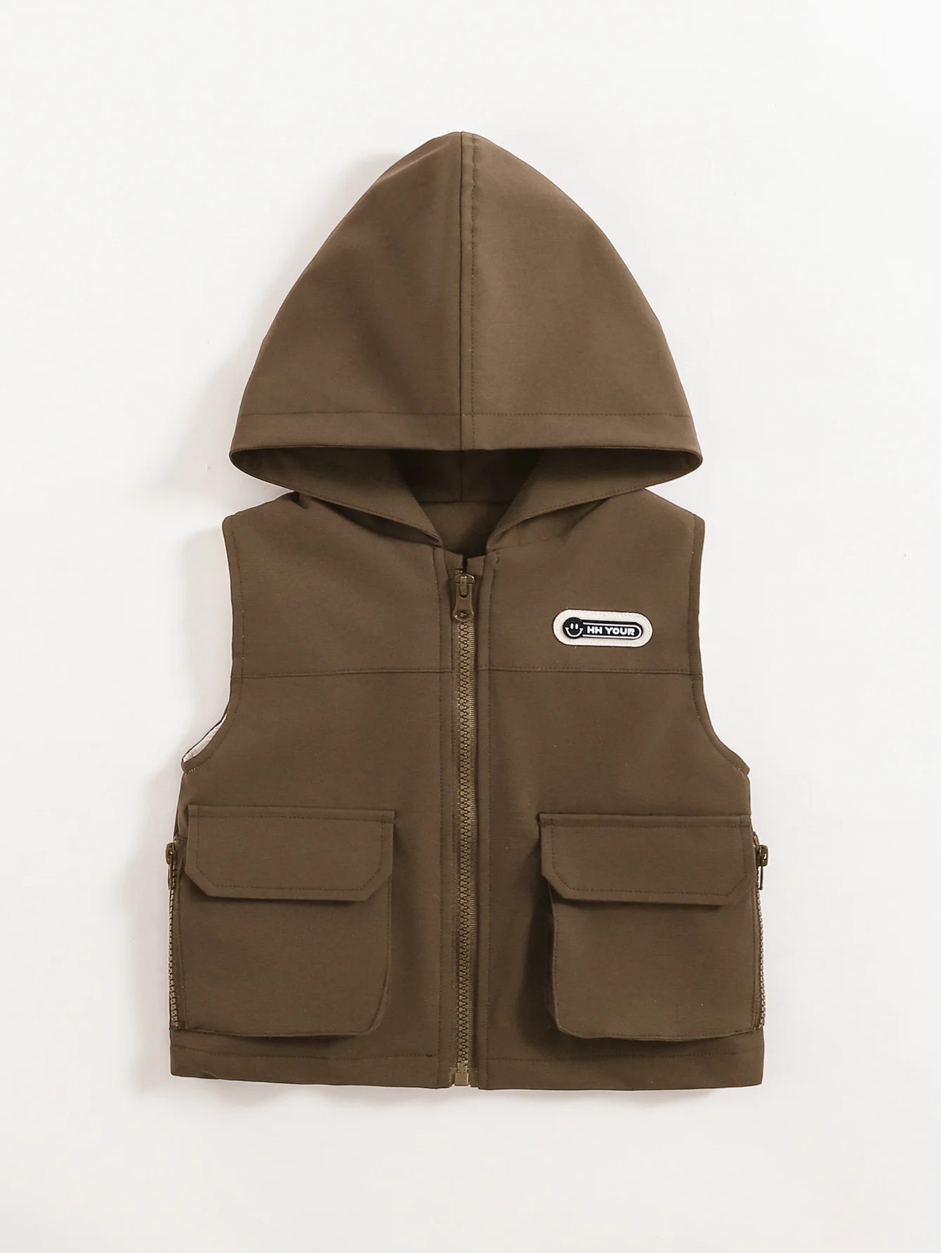 Boys' Hooded Vest with Pocket Zipper, Letter Sleeve Patch, Fashion Casual Sleeveless Jacket, Suitable for Daily and Outdoor Wear
Boys' Hooded Vest with Pocket Zipper, Letter Sleeve Patch, Fashion Casual Sleeveless Jacket, Suitable for Daily and Outdoor Wear
