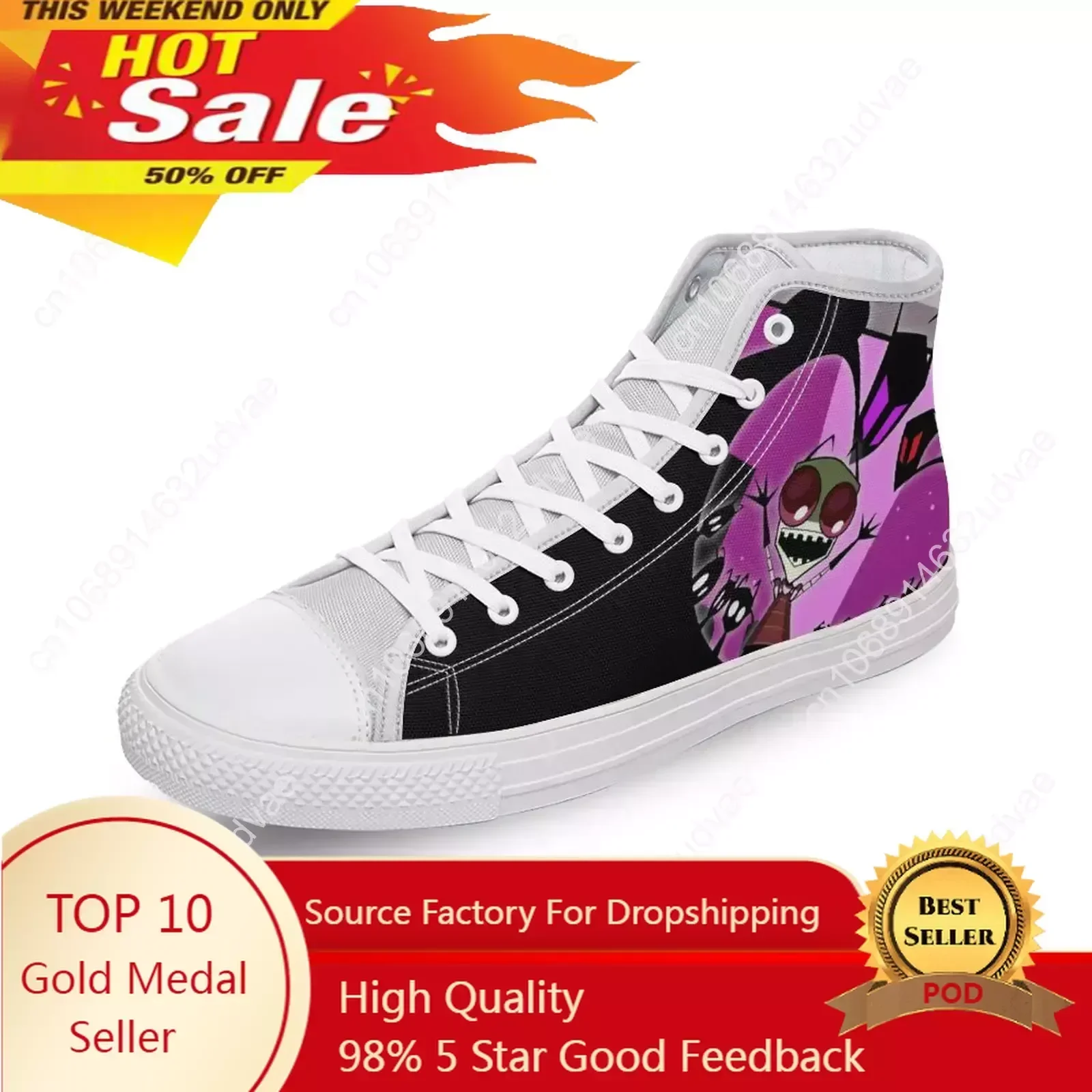Invader Zim High Top Canvas Shoes Anime Cartoon Men Women Casual Shoes Fashion Flat Sneakers 3D Print Tennis Mujer Invierno
Invader Zim High Top Canvas Shoes Anime Cartoon Men Women Casual Shoes Fashion Flat Sneakers 3D Print Tennis Mujer Invierno