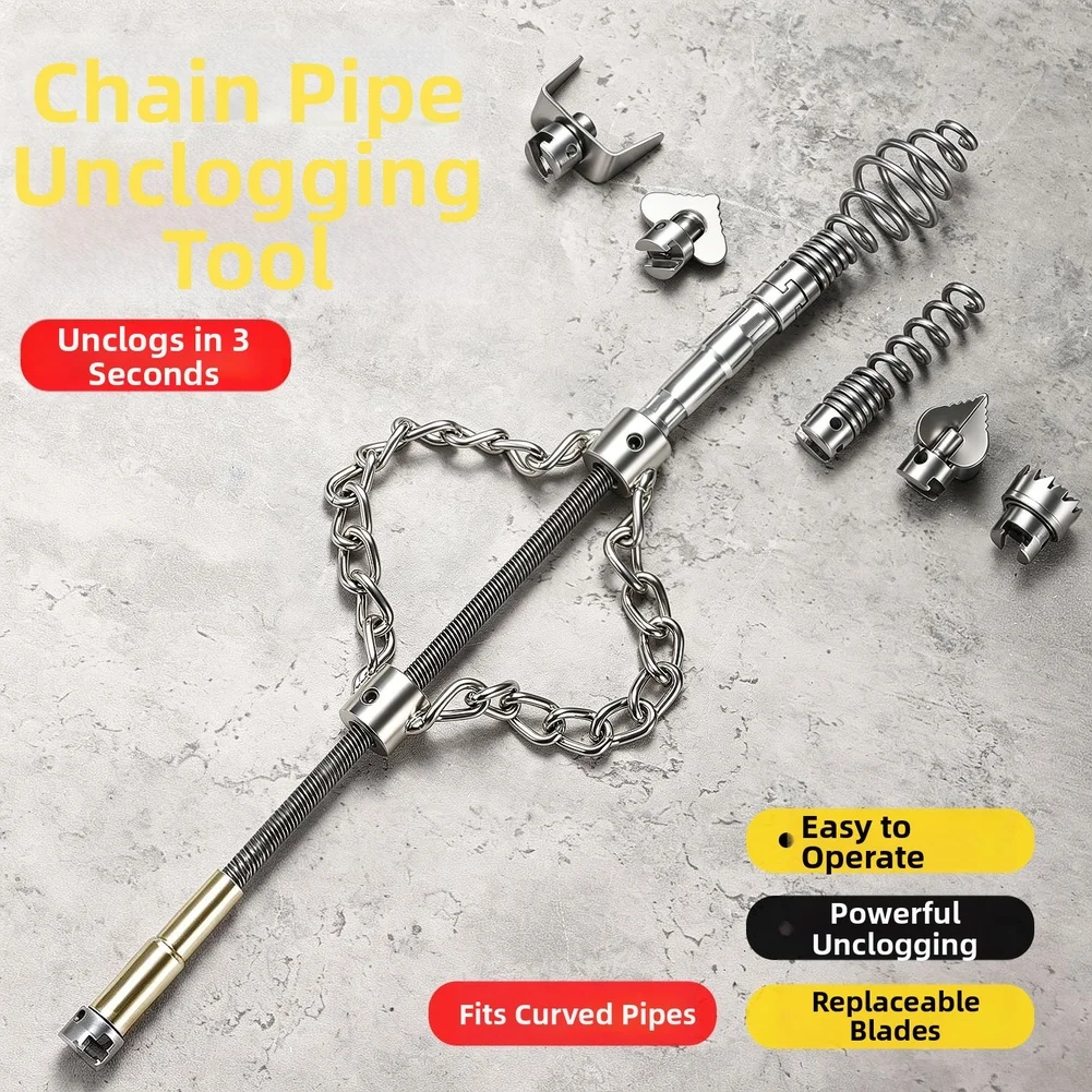 Dual Chain Drain Auger For Bathroom Kitchen Pipes Deep Clog Remover With Adjustable Length And Extra Parts
Dual Chain Drain Auger For Bathroom Kitchen Pipes Deep Clog Remover With Adjustable Length And Extra Parts