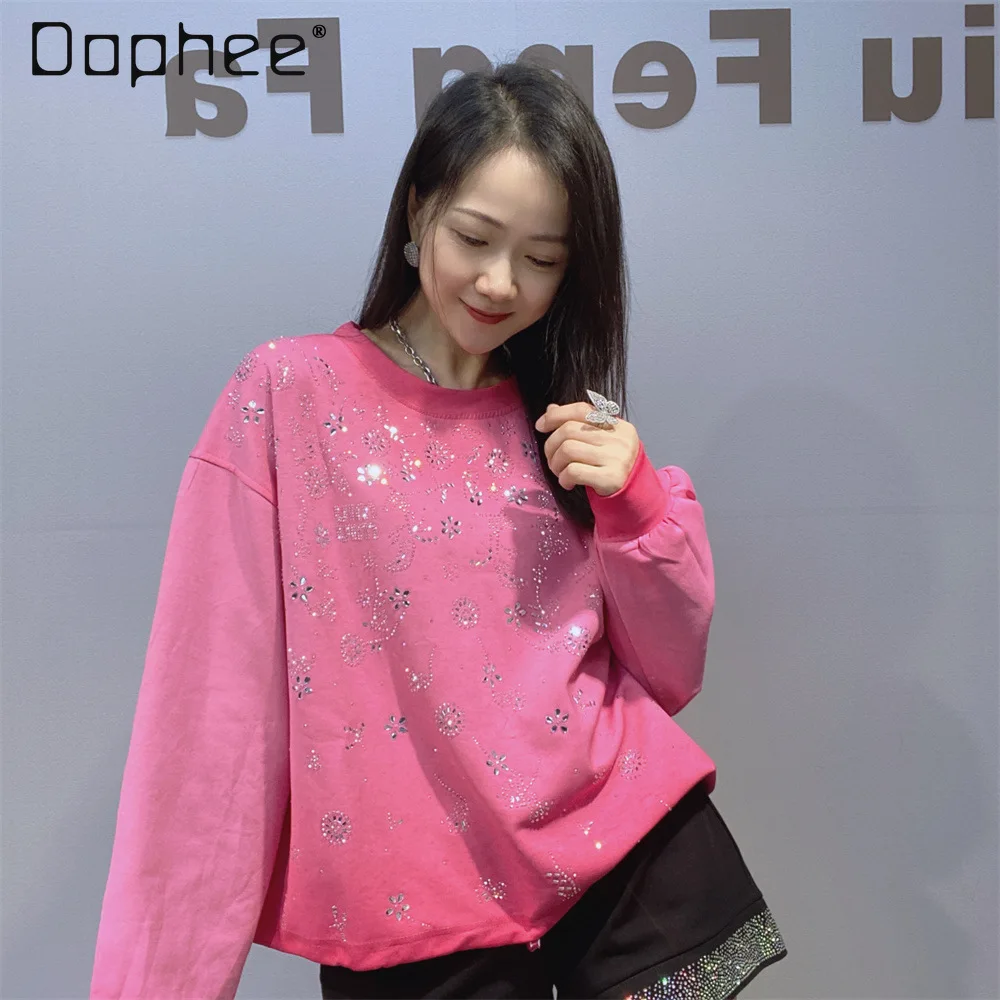 Trendy Brand Rhinestone Long Sleeve Sweatshirt for Women Fashionable Loose Casual Round Neck Short Sweatshirt for Autumn
Trendy Brand Rhinestone Long Sleeve Sweatshirt for Women Fashionable Loose Casual Round Neck Short Sweatshirt for Autumn