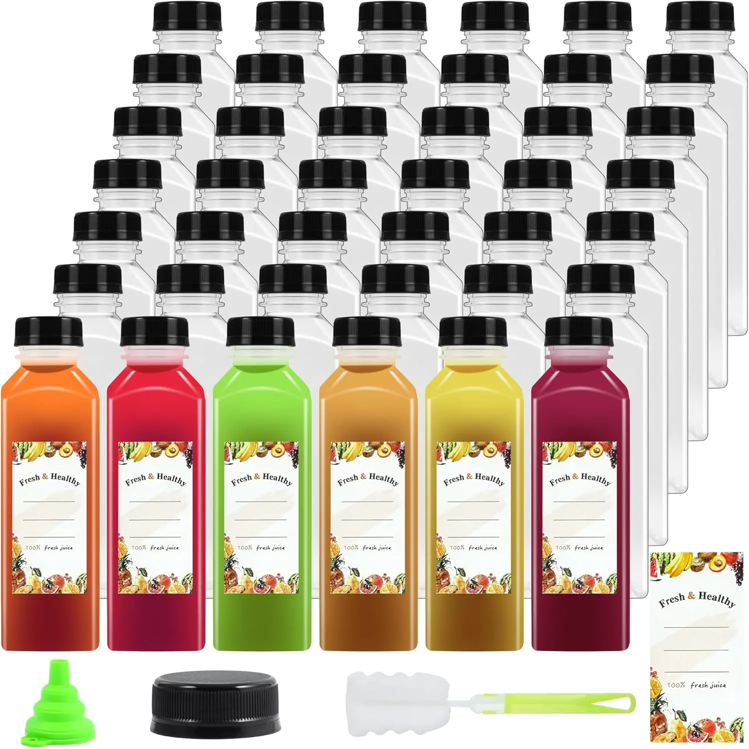 36pcs 16oz Plastic bottles with lids,Juice bottles with caps, Reusable Clear Bulk Beverage Containers for Juice, Milk
36pcs 16oz Plastic bottles with lids,Juice bottles with caps, Reusable Clear Bulk Beverage Containers for Juice, Milk