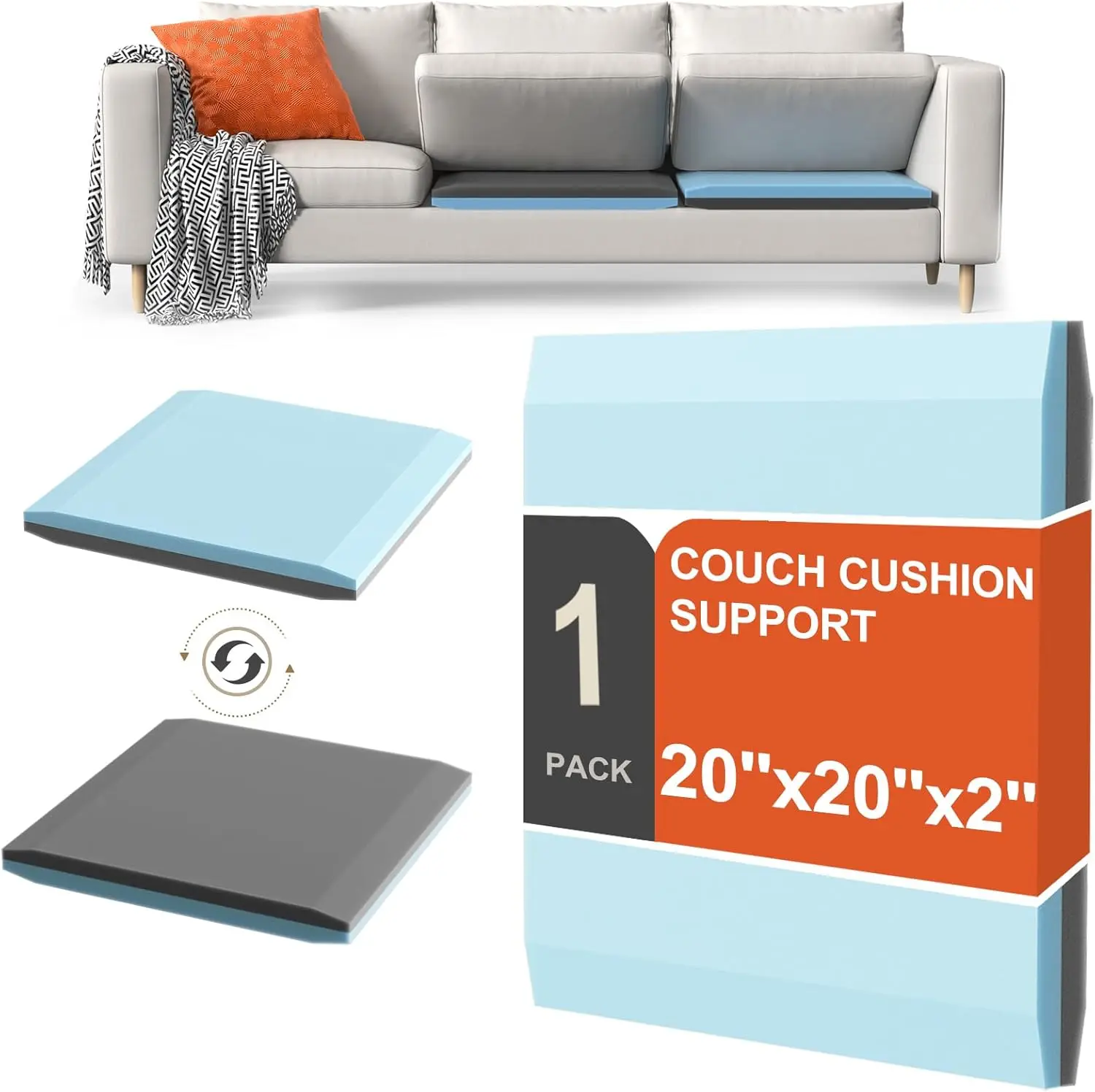 Sofa Cushion Support for Sagging Seats - 20x20, Lift & Repair, Blue/Grey
Sofa Cushion Support for Sagging Seats - 20x20, Lift & Repair, Blue/Grey