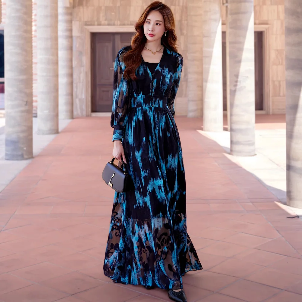 New Women Colorful Holiday Dress Spring Summer Fashion V-Neck Long Sleeve Empire Waist Long Dress Casual Ankle-Length Dress
New Women Colorful Holiday Dress Spring Summer Fashion V-Neck Long Sleeve Empire Waist Long Dress Casual Ankle-Length Dress
