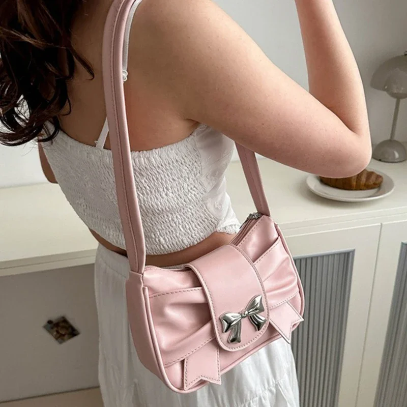 Stylish Korean Bow Shoulder Purse, Soft PU Underarm Bag, Sweet Daily Commuting Handbag
Stylish Korean Bow Shoulder Purse, Soft PU Underarm Bag, Sweet Daily Commuting Handbag