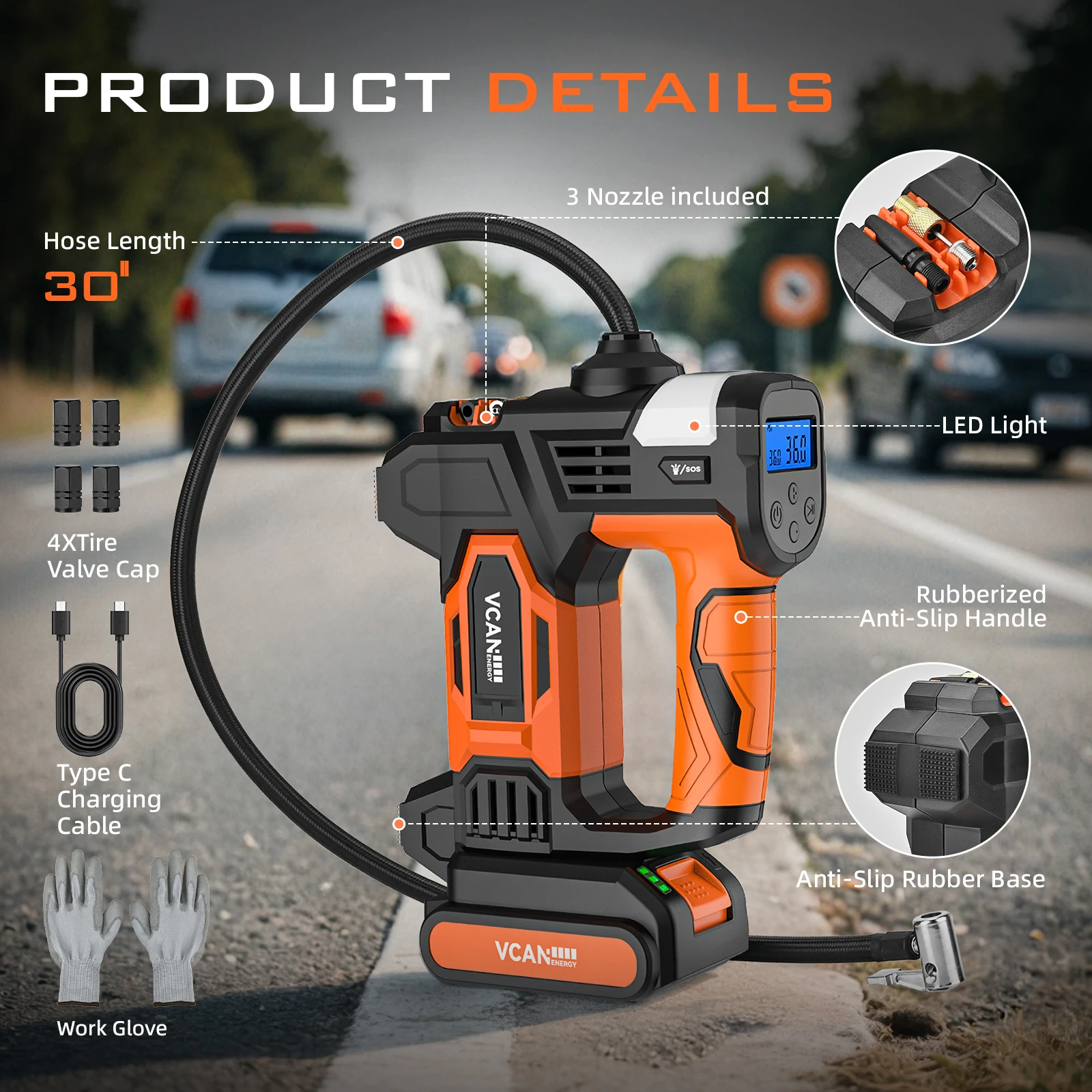 150PSI & 20V Tire Inflator Portable Air Compressor Rechargeable Battery Powered Handheld Air Pump for Car, Motorcycle
150PSI & 20V Tire Inflator Portable Air Compressor Rechargeable Battery Powered Handheld Air Pump for Car, Motorcycle