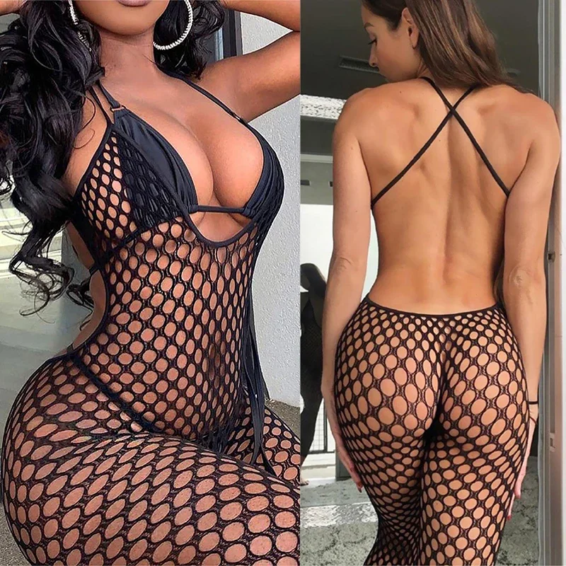 Bodysuit Fishing net integrated hollow out jumpsuit black silk lingeries sexy femme bodystocking sexy plaque Woman sexy clothing 
Bodysuit Fishing net integrated hollow out jumpsuit black silk lingeries sexy femme bodystocking sexy plaque Woman sexy clothing