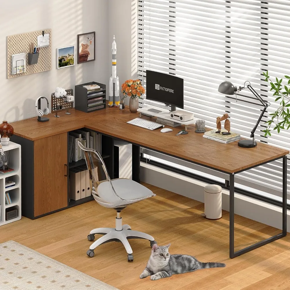 71" L Shaped Executive Desk, Executive Office Desk with File Cabinet and Power Outlet, Large Computer Table with Shelves
71" L Shaped Executive Desk, Executive Office Desk with File Cabinet and Power Outlet, Large Computer Table with Shelves