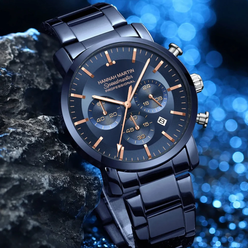HANNAH MARTIN TOP Brand Multi Functional Quartz Watch Men Hot Selling Blue High Quality Steel Leisure Timing Men Watch AAA Clock
HANNAH MARTIN TOP Brand Multi Functional Quartz Watch Men Hot Selling Blue High Quality Steel Leisure Timing Men Watch AAA Clock