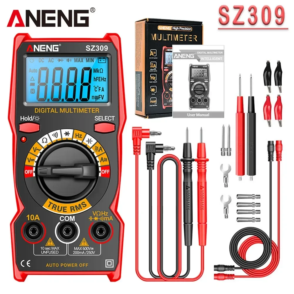 ANENG SZ309 Multimeter 1999 Count Professional High Precision Digital Multimetro Easy To Cary Small Size AC/DC Voltage Meter
ANENG SZ309 Multimeter 1999 Count Professional High Precision Digital Multimetro Easy To Cary Small Size AC/DC Voltage Meter