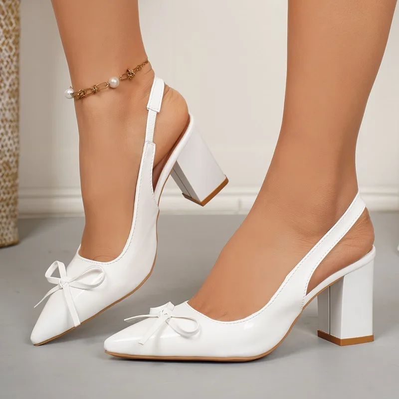Сандалии Baotou с бантом, модные летние туфли 2025, новые туфли на высоком каблуке с острым носком
Сандалии Baotou с бантом, модные летние туфли 2025, новые туфли на высоком каблуке с острым носком
