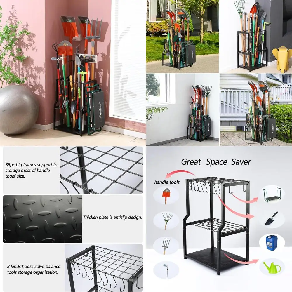 Сверхмощный металлический органайзер для садовых инструментов, стеллаж для хранения двора и гаража для длинных ручек, грабли, метлов и многого другого
Сверхмощный металлический органайзер для садовых инструментов, стеллаж для хранения двора и гаража для длинных ручек, грабли, метлов и многого другого