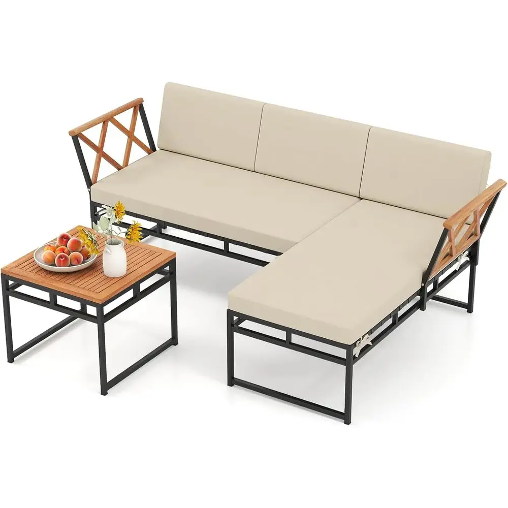 Acacia Wood L-Shaped Outdoor Sectional Sofa with Cushions and Square Coffee Table for Patio, Porch, Backyard, and Poolside (Beig
Acacia Wood L-Shaped Outdoor Sectional Sofa with Cushions and Square Coffee Table for Patio, Porch, Backyard, and Poolside (Beig