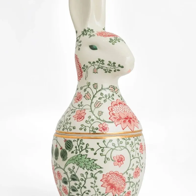 Handmade Painting Ceramic Flower with Gold Ring Rabbit Jar
Handmade Painting Ceramic Flower with Gold Ring Rabbit Jar