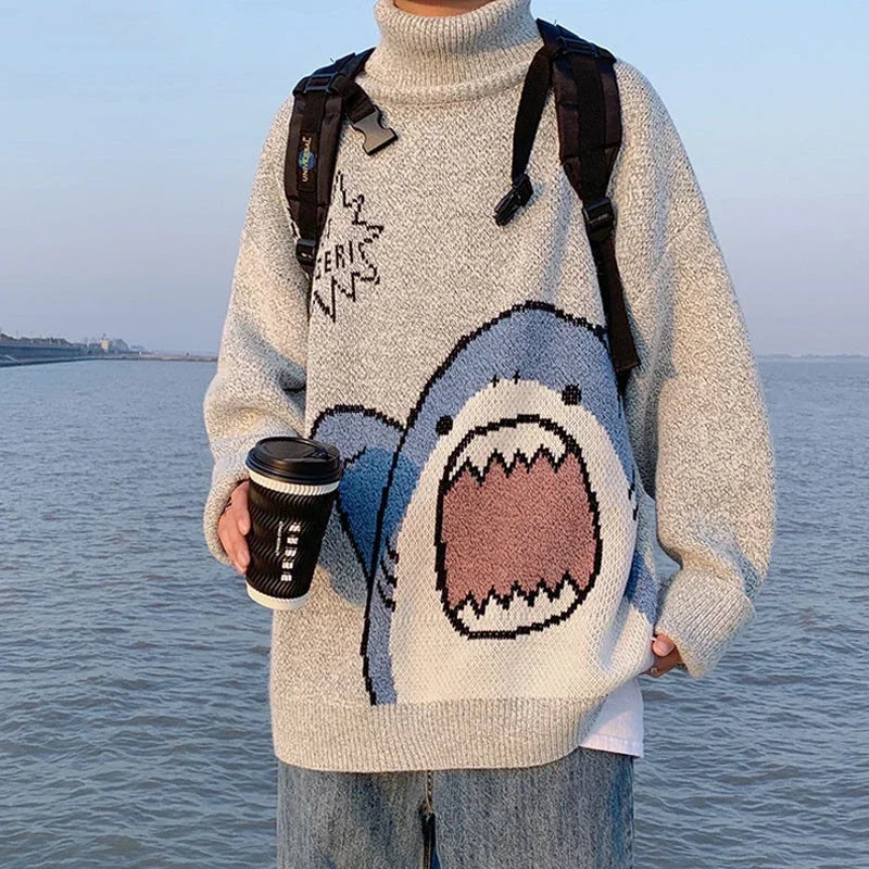 Men Shark Turtlenecks Sweater Knit Pullovers Y2k 2024 Winter Patchwor Harajuku Korean Style Women's Oversized High Neck Sweater
Men Shark Turtlenecks Sweater Knit Pullovers Y2k 2024 Winter Patchwor Harajuku Korean Style Women's Oversized High Neck Sweater