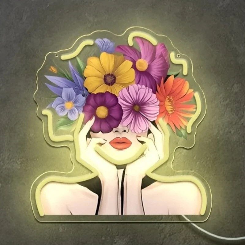 Flower Cover Woman Neon Sign Dimmable USB LED Hanging Wall Light for Beauty Salon Selfie Cafe Decor Birthday Party decor Lamp
Flower Cover Woman Neon Sign Dimmable USB LED Hanging Wall Light for Beauty Salon Selfie Cafe Decor Birthday Party decor Lamp
