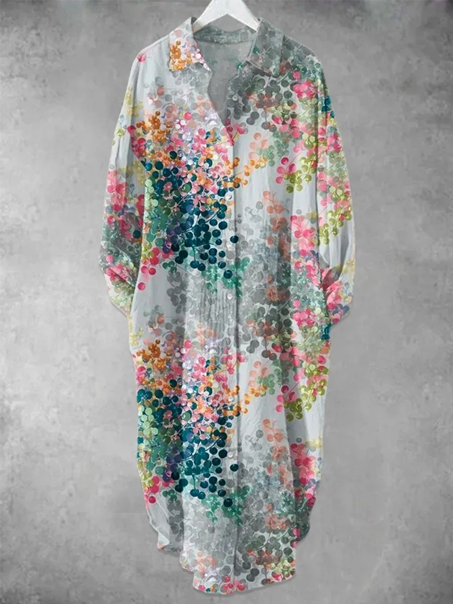 Versatile shirt with fashionable design, loose women's jacket, mid to long length top, 2024 new plant print
Versatile shirt with fashionable design, loose women's jacket, mid to long length top, 2024 new plant print