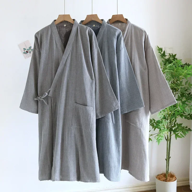 Kimono robe Men lace-up yukata Men's spring summer thin cotton 100% yarn-dyed large size 100 kg bathrobe sweat suit
Kimono robe Men lace-up yukata Men's spring summer thin cotton 100% yarn-dyed large size 100 kg bathrobe sweat suit