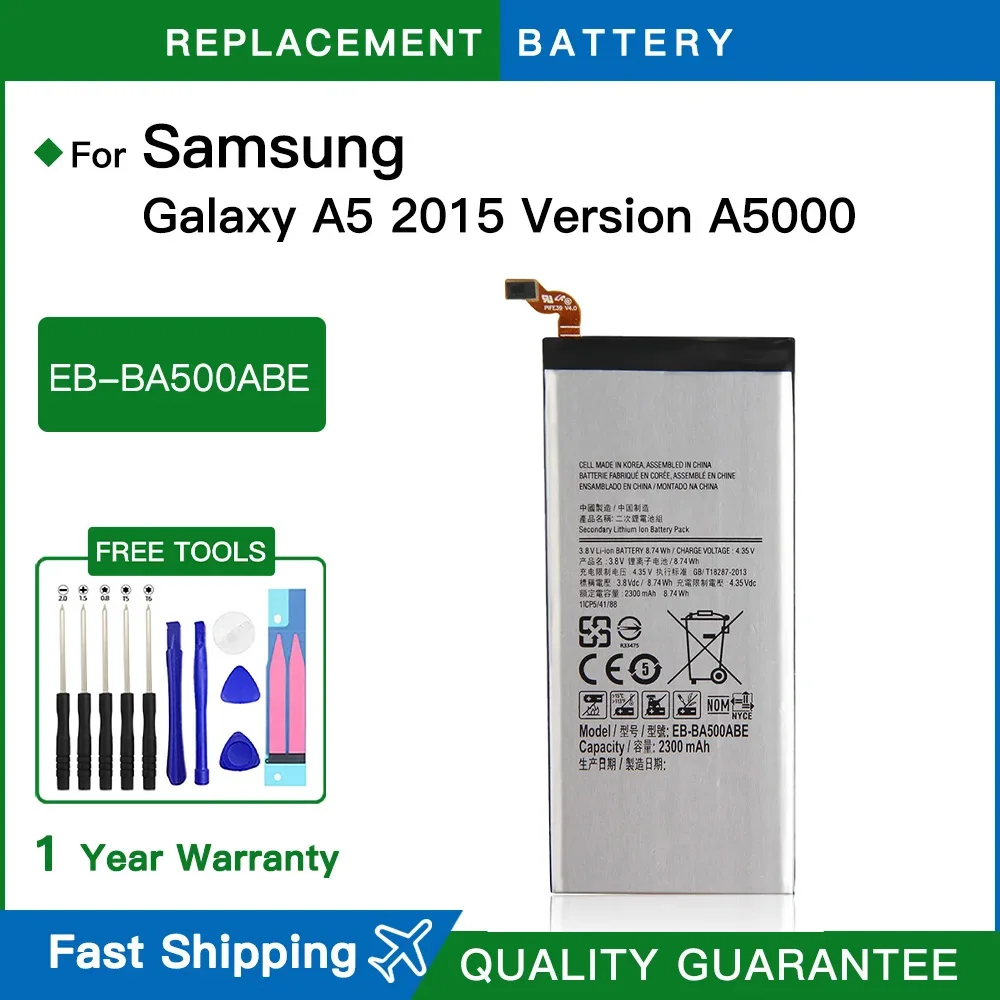 EB-BA500ABE 2300mAh Battery for Samsung Galaxy A5(2015 Edition) A500 SM-A500F A500F A500K SM-A500FU A5000 A5009 Batteries+Tools
EB-BA500ABE 2300mAh Battery for Samsung Galaxy A5(2015 Edition) A500 SM-A500F A500F A500K SM-A500FU A5000 A5009 Batteries+Tools