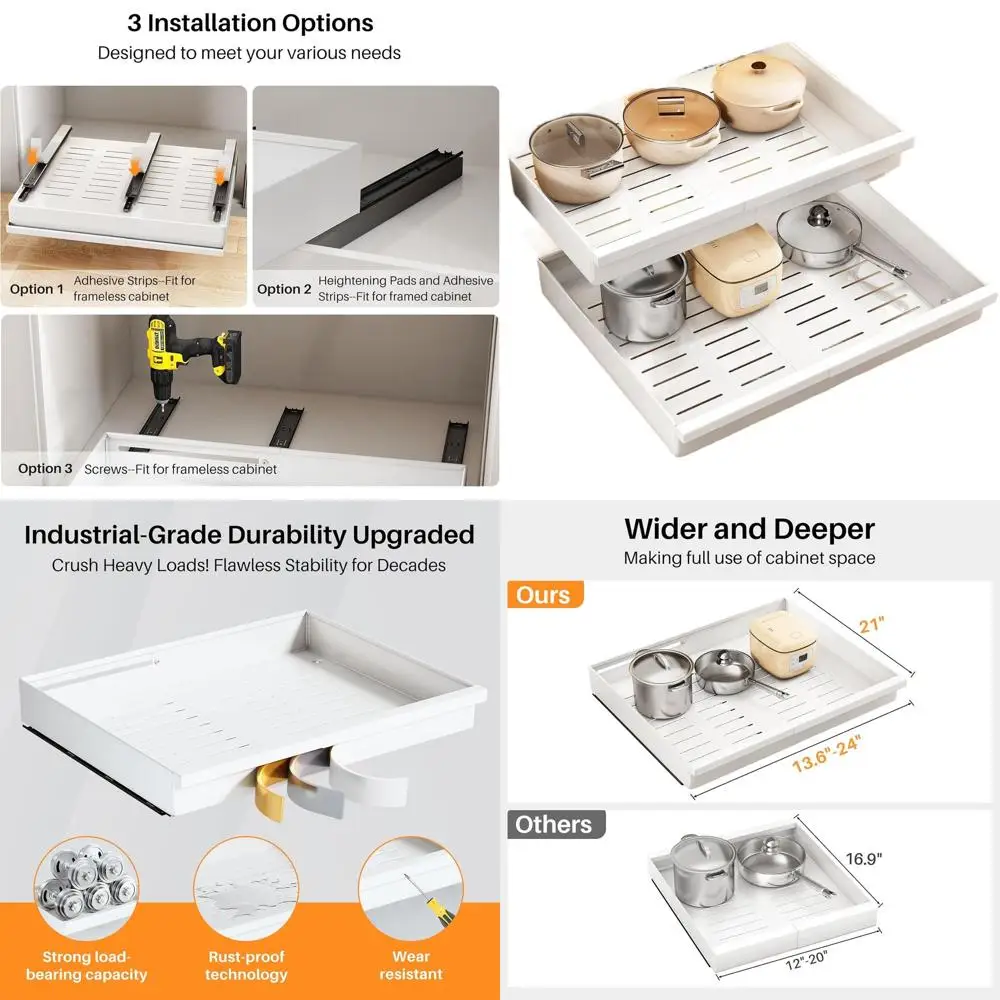 Раздвижные органайзеры для шкафов из 2 частей, регулируемые выдвижные полки для кухонной кладовой и хранения кастрюль и сковородок
Раздвижные органайзеры для шкафов из 2 частей, регулируемые выдвижные полки для кухонной кладовой и хранения кастрюль и сковородок