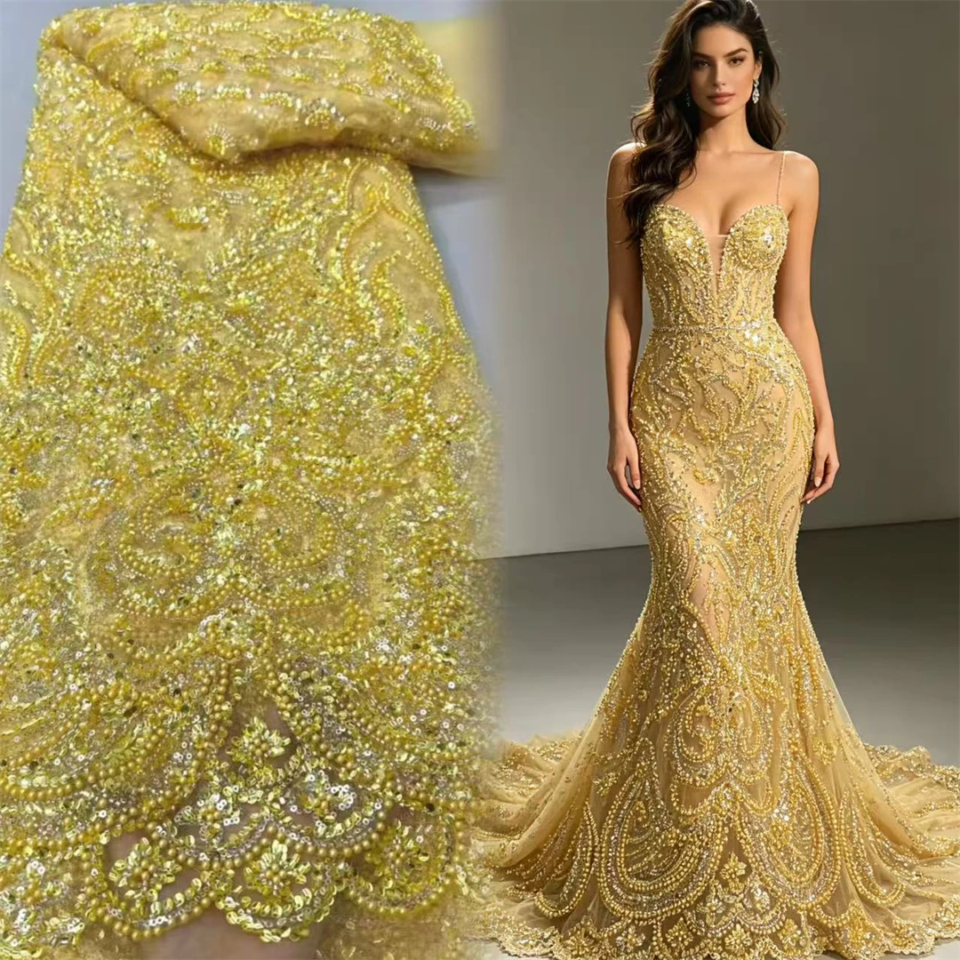 French Beaded Sequins Lace Fabric 2026 High Quality 5 Yard Mesh Tulle African Lace Fabric Nigerian Wedding Dress for Women
French Beaded Sequins Lace Fabric 2026 High Quality 5 Yard Mesh Tulle African Lace Fabric Nigerian Wedding Dress for Women
