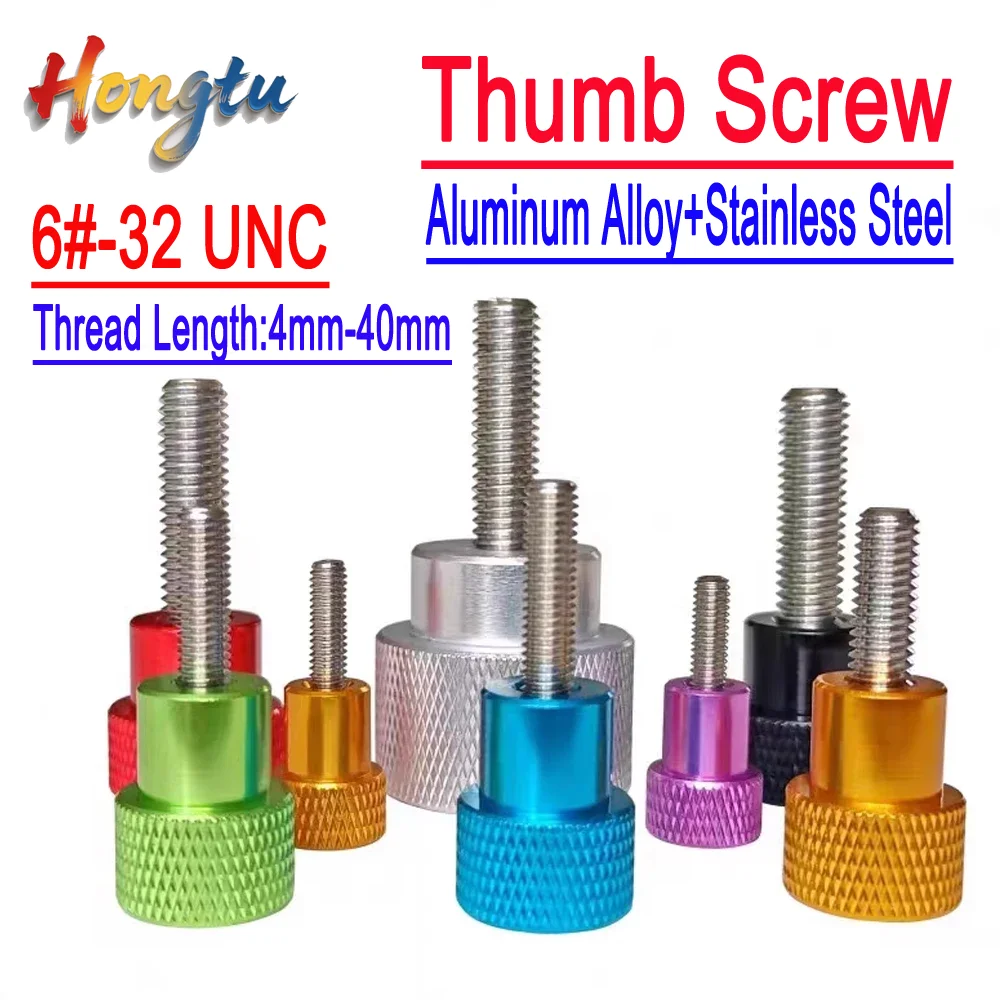 Hongtu 6#-32 UNC Thread Aluminum Thumb Screws - Colorful Knurled Head, SUS304 SS, Hand-Tighten, Camera Tripod Compatible
Hongtu 6#-32 UNC Thread Aluminum Thumb Screws - Colorful Knurled Head, SUS304 SS, Hand-Tighten, Camera Tripod Compatible