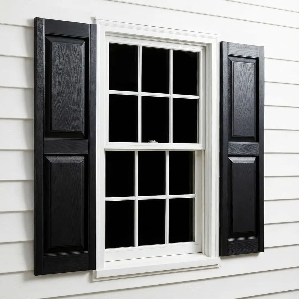 12W x 59H Premium Raised Panel Vinyl Exterior Shutters with Installation Hardware and Matching Screws (Per Pair), Black
12W x 59H Premium Raised Panel Vinyl Exterior Shutters with Installation Hardware and Matching Screws (Per Pair), Black