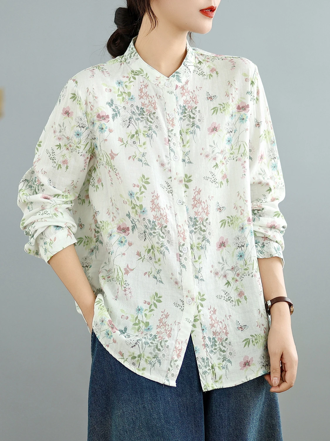 Women's Long Sleeve Shirt Large Size Print Small Stand Collar Soft Skin-friendly Breathable Top Vintage Loose Fit Butto...
Women's Long Sleeve Shirt Large Size Print Small Stand Collar Soft Skin-friendly Breathable Top Vintage Loose Fit Butto...
