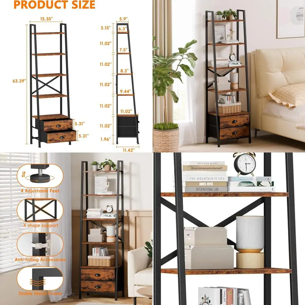 5-уровневая книжная полка из металла и дерева в деревенском стиле для дома, офиса и уличного пространства
5-уровневая книжная полка из металла и дерева в деревенском стиле для дома, офиса и уличного пространства