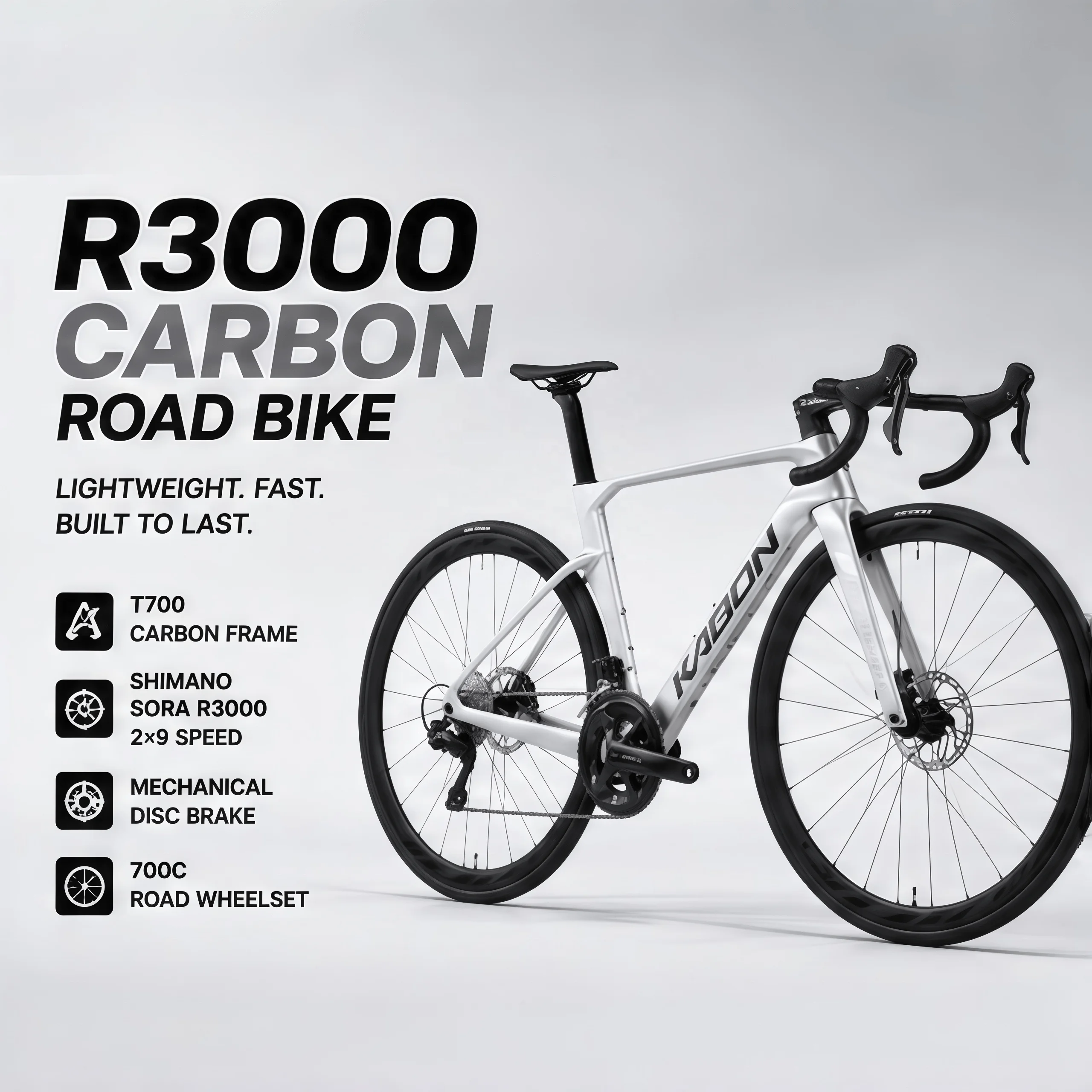 T700 Carbon Fiber Road Bicycle 18 Speed Shimano SORA R3000 Groupset Mechanical Disc Brake Thru Axle Carbon Gravel Bike Wholesale
T700 Carbon Fiber Road Bicycle 18 Speed Shimano SORA R3000 Groupset Mechanical Disc Brake Thru Axle Carbon Gravel Bike Wholesale