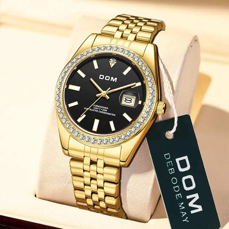 DOM 1841, роскошные часы с бриллиантами, кварцевые стальные полоски, мужские часы, светящиеся водонепроницаемые часы с календарем для мужчин, Relogio Masculino 
DOM 1841, роскошные часы с бриллиантами, кварцевые стальные полоски, мужские часы, светящиеся водонепроницаемые часы с календарем для мужчин, Relogio Masculino