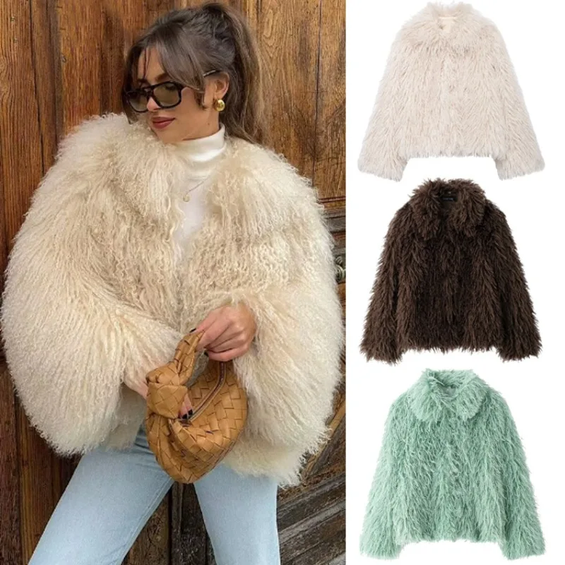 Short Loose Faux Fur Jacket 2025 Winter Women's Plush Coat Lapel Stylish Fliffy Jackets Streetwear Long Sleeves Furry Outerwears
Short Loose Faux Fur Jacket 2025 Winter Women's Plush Coat Lapel Stylish Fliffy Jackets Streetwear Long Sleeves Furry Outerwears