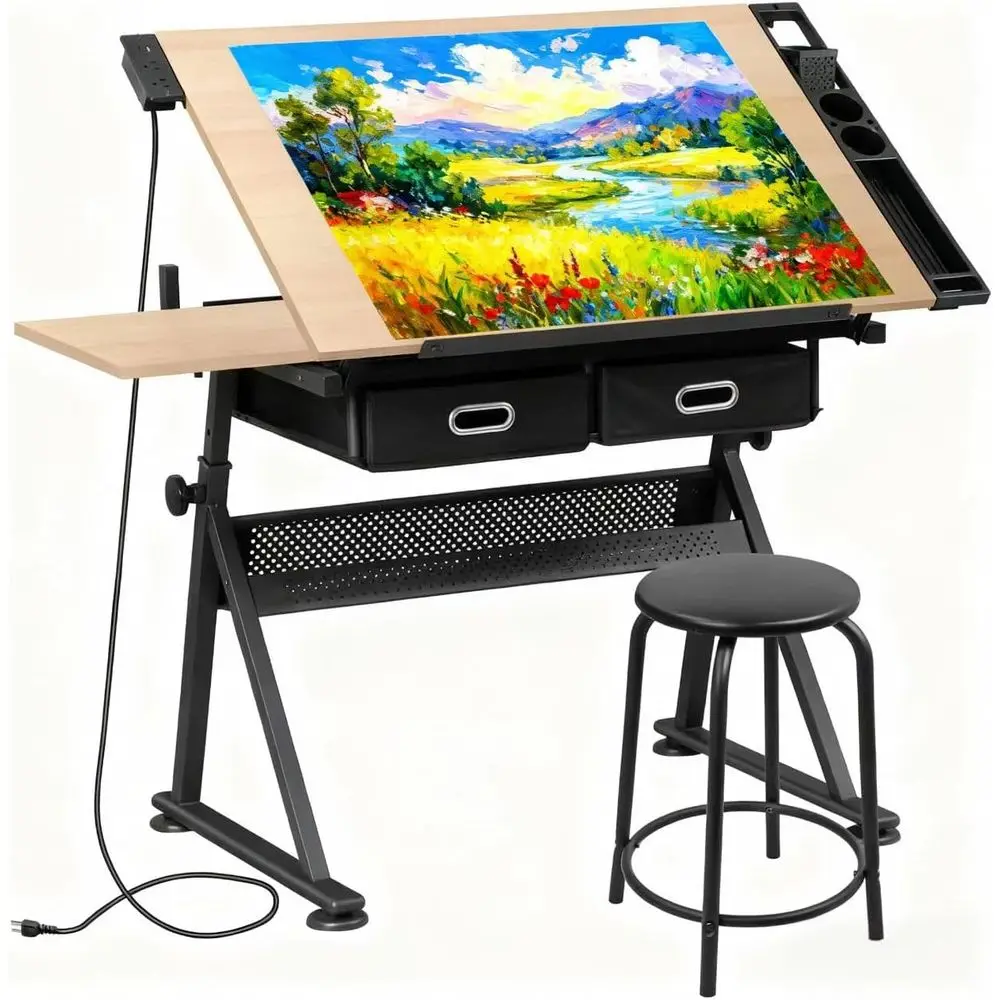 Adjustable Drafting Table with Stool, Desk with Storage Drawers, Ideal for Art Work or Home Office, Reading, Writing, Creating (
Adjustable Drafting Table with Stool, Desk with Storage Drawers, Ideal for Art Work or Home Office, Reading, Writing, Creating (
