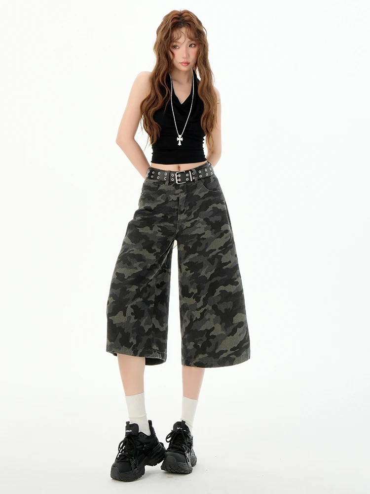 American Style Spicy Girl Camouflage Wide Leg Denim Shorts Women Summer High Street Loose Slimming Seven-Foot Pants
American Style Spicy Girl Camouflage Wide Leg Denim Shorts Women Summer High Street Loose Slimming Seven-Foot Pants