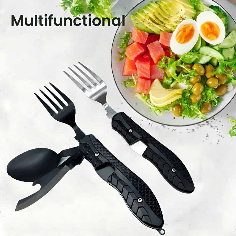 Camping Portable Stainless Steel Foldable Spoon Fork Knife Bottle Opener Combo Set Cutlery Home Multitool Tableware
Camping Portable Stainless Steel Foldable Spoon Fork Knife Bottle Opener Combo Set Cutlery Home Multitool Tableware