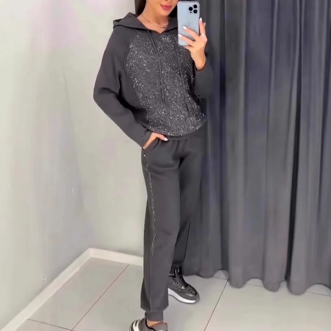 Autumn Winter 2pcs Clothes Set Women's Popular Fashion Casual Hoodie Sweatshirt Hooded & Long Pants
Autumn Winter 2pcs Clothes Set Women's Popular Fashion Casual Hoodie Sweatshirt Hooded & Long Pants