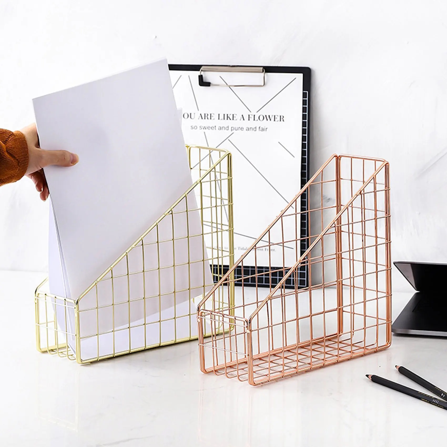ABWP-2X Gold Electroplated Iron Book Holder Desktop Shelf File Magazine Book Stand Office Home Stationery Organizer Holder
ABWP-2X Gold Electroplated Iron Book Holder Desktop Shelf File Magazine Book Stand Office Home Stationery Organizer Holder