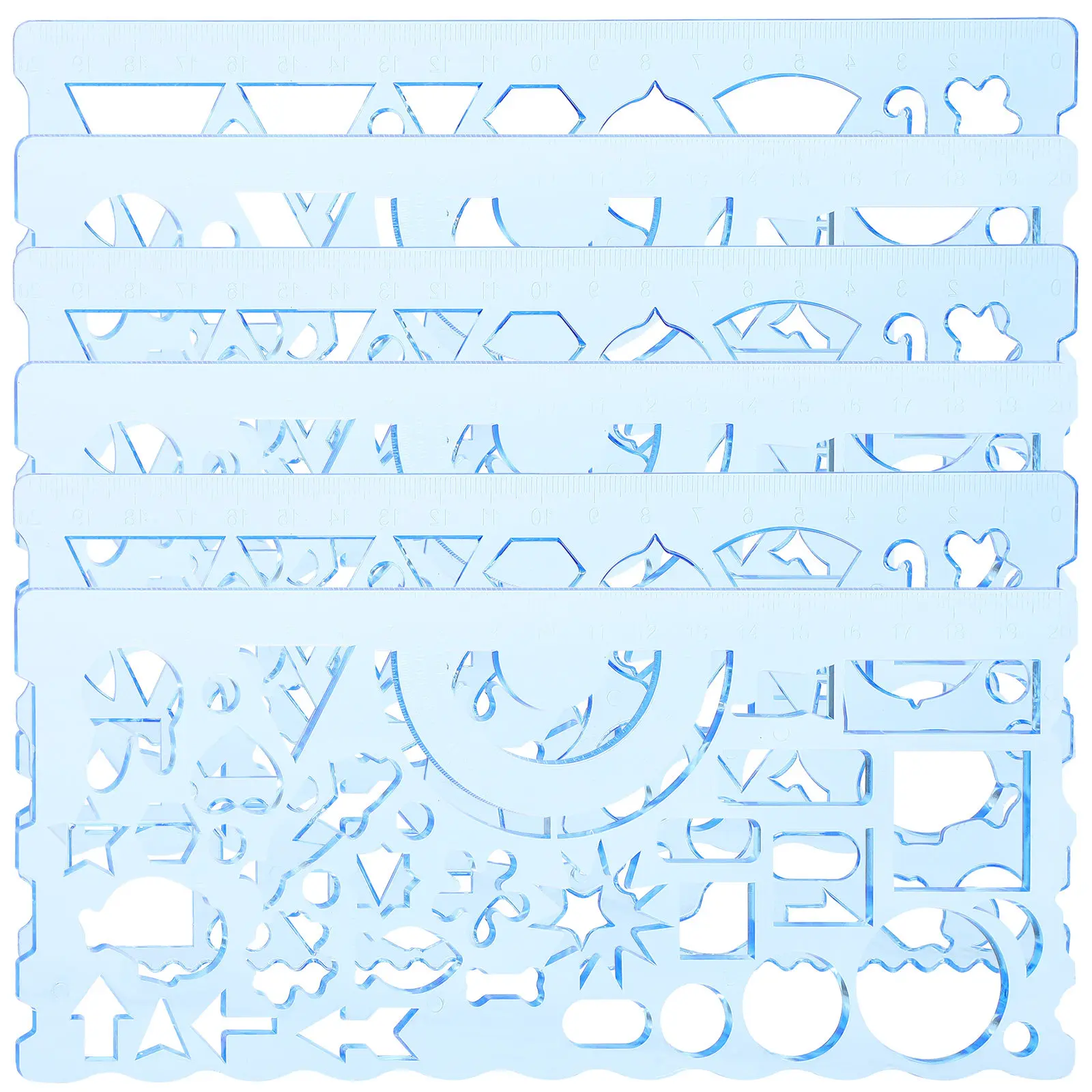 6Pcs Drawing Template Set Plastic Geometric Ruler Kit for Architecture Engineering Art Design School Drafting Students Drawing
6Pcs Drawing Template Set Plastic Geometric Ruler Kit for Architecture Engineering Art Design School Drafting Students Drawing