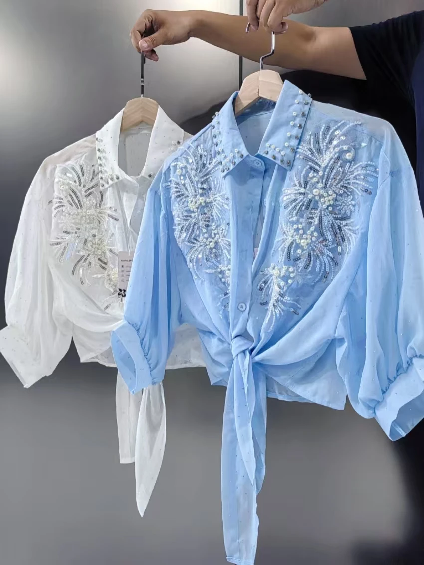 High Street Y2K Crop Top Women's Summer Blouses Shirts for Girls Cardigans Spring Summer Sunscreen Top Korean Popular Clothes
High Street Y2K Crop Top Women's Summer Blouses Shirts for Girls Cardigans Spring Summer Sunscreen Top Korean Popular Clothes