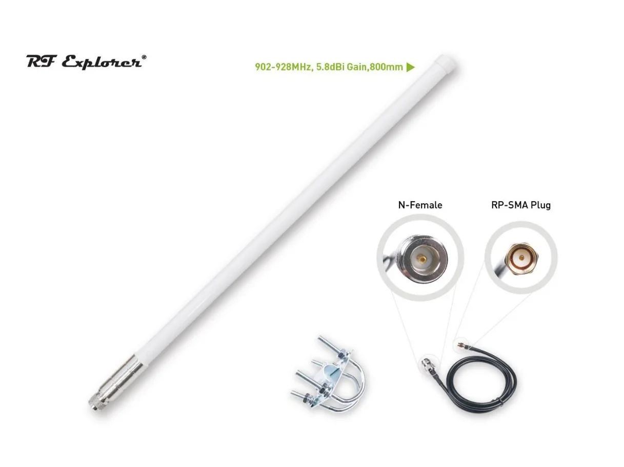LoRa Fiberglass Antenna Kit; 902-928MHz; 5.8dBi; 800mm; RF Explorer RFELA-2/58X
LoRa Fiberglass Antenna Kit; 902-928MHz; 5.8dBi; 800mm; RF Explorer RFELA-2/58X