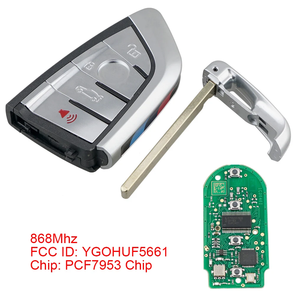 868MHz 4 Buttons Car Remote Key Fob Case Shell Fit for BMW CAS4 CAS1 2 3 4 5 5 5 6 6 7X5X6 CAS4 2011-2017 YGOHUF5661 ID46 Chip
868MHz 4 Buttons Car Remote Key Fob Case Shell Fit for BMW CAS4 CAS1 2 3 4 5 5 5 6 6 7X5X6 CAS4 2011-2017 YGOHUF5661 ID46 Chip