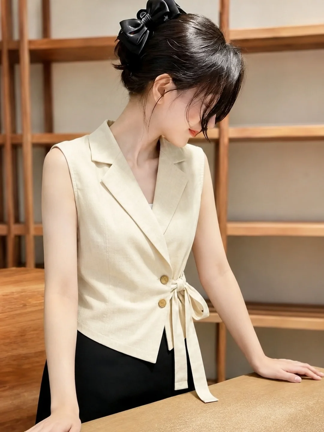 Slimming Waist Tie Vest Top Korean Style Commute Design Summer No Sleeve Women's Fashionable Versatile Belted Casual Wear
Slimming Waist Tie Vest Top Korean Style Commute Design Summer No Sleeve Women's Fashionable Versatile Belted Casual Wear