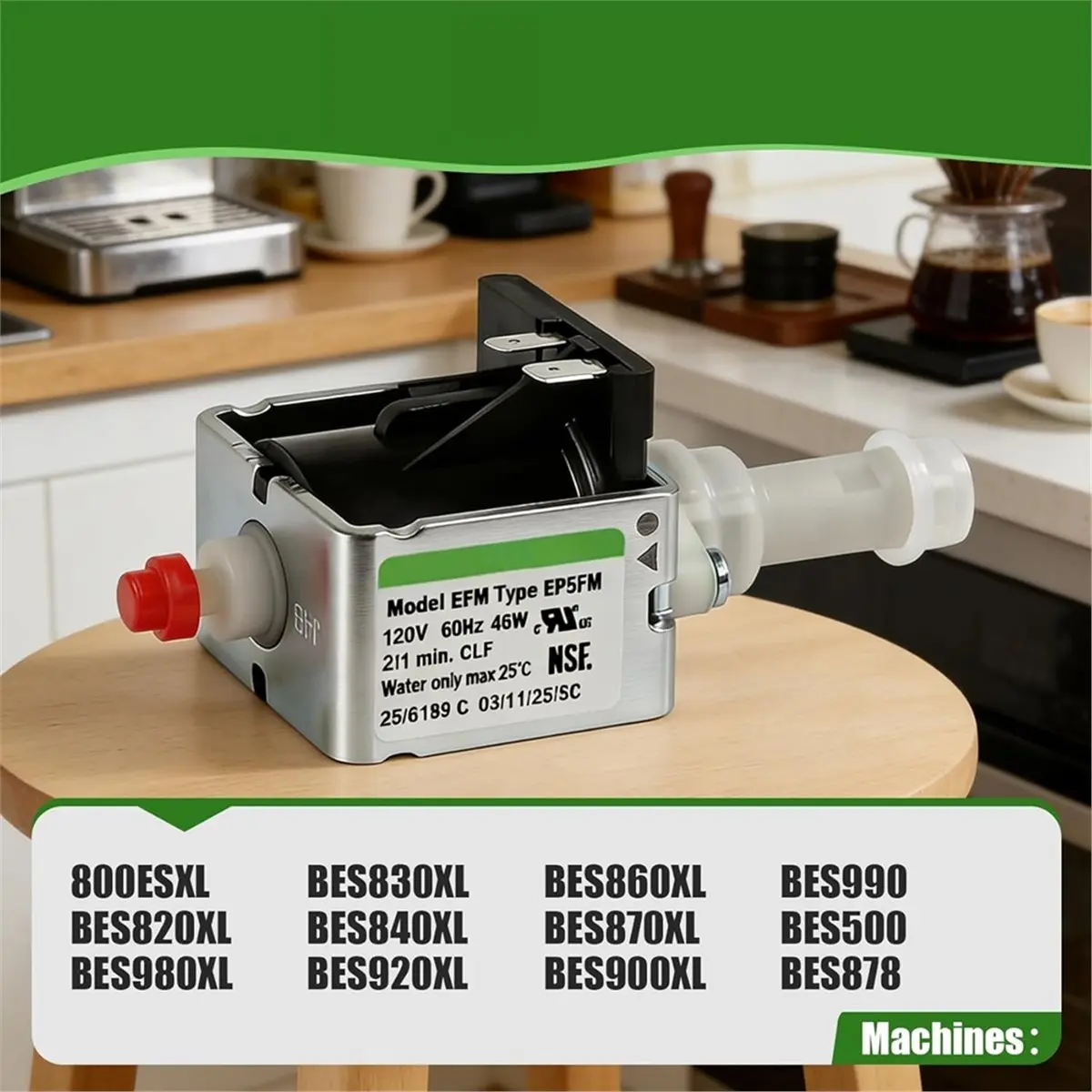 A1813P ~Coffee Machine Water Pump EP5FM Solenoid Valve Pump Parts for Pressure Max 15 Bar 120V 60Hz 46W Wide
A1813P ~Coffee Machine Water Pump EP5FM Solenoid Valve Pump Parts for Pressure Max 15 Bar 120V 60Hz 46W Wide